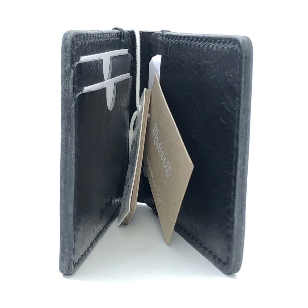 Madewell Men’s Black Leather Billfold Credit Card Slots Wallet NWT